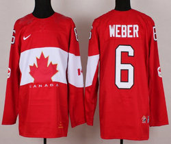 Team Canada #6 Shea Weber Red 2014 Olympics Stitched NHL Jersey