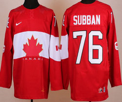 Team Canada #76 P.K. Subban Red 2014 Olympics Stitched NHL Jersey