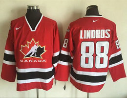 Team Canada #88 Eric Lindros Red Black 2002 Olympic Nike Throwback Stitched NHL Jersey