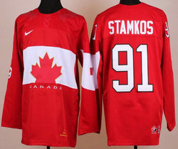 Team Canada #91 Steven Stamkos Red 2014 Olympics Stitched NHL Jersey