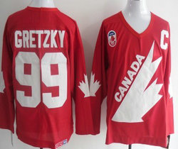 Team Canada #99 Wayne Gretzky Red 1991 Throwback CCM Authentic Stitched NHL jersey