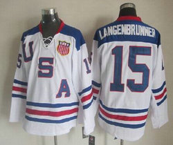Team USA #15 Jamie Langenbrunner White Stitched NHL Jersey