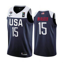 Team USA #15 Kemba Walker Blue 2019 basketball World Cup jerseys