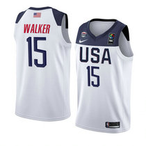 Team USA #15 Kemba Walker White 2019 basketball World Cup jerseys