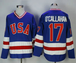 Team USA #17 Jack O'Callahan Blue Hockey Jersey