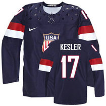 Team USA #17 Ryan Kesler Navy Blue Away 2014 Olympic Authentic Stitched Hockey Jersey
