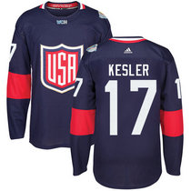 Team USA #17 Ryan Kesler Navy Blue Away 2016 World Cup Authentic Stitched Hockey Jersey