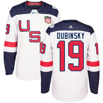 Team USA #19 Brandon Dubinsky White Home 2016 World Cup Authentic Stitched Hockey Jersey