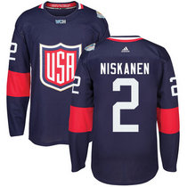 Team USA #2 Matt Niskanen Navy Blue Away 2016 World Cup Authentic Stitched Hockey Jersey
