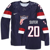 Team USA #20 Ryan Suter Navy Blue Away 2014 Olympic Authentic Stitched Hockey Jersey