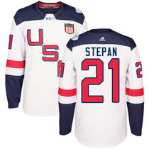 Team USA #21 Derek Stepan White Home 2016 World Cup Authentic Stitched Hockey Jersey
