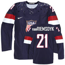 Team USA #21 James van Navy Blue Away 2014 Olympic Authentic Stitched Hockey Jersey