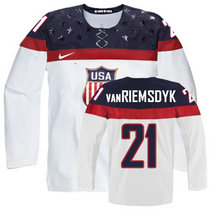 Team USA #21 James van White Home 2014 Olympic Authentic Stitched Hockey Jersey