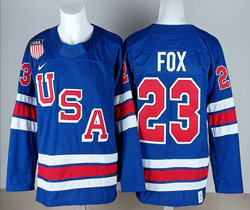 Team USA #23 Adam Fox Royal 2026 Olympic Stitched Hockey Jersey