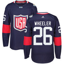 Team USA #26 Blake Wheeler Navy Blue Away 2016 World Cup Authentic Stitched Hockey Jersey