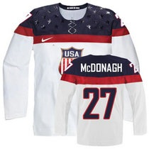 Team USA #27 Ryan McDonagh White Home 2014 Olympic Authentic Stitched Hockey Jersey