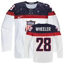 Team USA #28 Blake Wheeler White Home 2014 Olympic Authentic Stitched Hockey Jersey