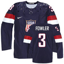 Team USA #3 Cam Fowler Navy Blue Away 2014 Olympic Authentic Stitched Hockey Jersey