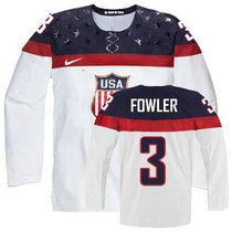 Team USA #3 Cam Fowler White Home 2014 Olympic Authentic Stitched Hockey Jersey