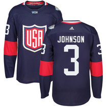 Team USA #3 Jack Johnson Navy Blue Away 2016 World Cup Authentic Stitched Hockey Jersey