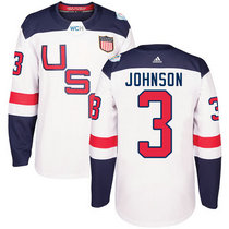 Team USA #3 Jack Johnson White Home 2016 World Cup Authentic Stitched Hockey Jersey
