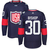 Team USA #30 Ben Bishop Navy Blue Away 2016 World Cup Authentic Stitched Hockey Jersey