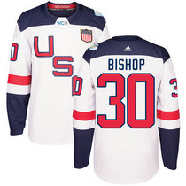Team USA #30 Ben Bishop White Home 2016 World Cup Authentic Stitched Hockey Jersey