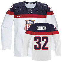 Team USA #32 Jonathan Quick White Home 2014 Olympic Authentic Stitched Hockey Jersey
