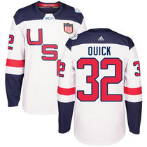 Team USA #32 Jonathan Quick White Home 2016 World Cup Authentic Stitched Hockey Jersey