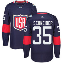 Team USA #35 Cory Schneider Navy Blue Away 2016 World Cup Authentic Stitched Hockey Jersey
