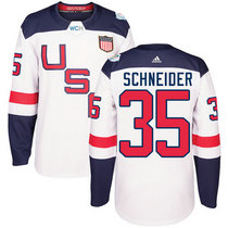 Team USA #35 Cory Schneider White Home 2016 World Cup Authentic Stitched Hockey Jersey