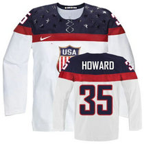 Team USA #35 Jimmy Howard White Home 2014 Olympic Authentic Stitched Hockey Jersey