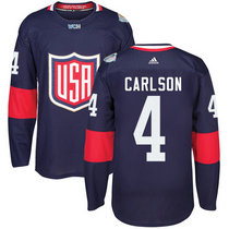 Team USA #4 John Carlson Navy Blue Away 2016 World Cup Authentic Stitched Hockey Jersey