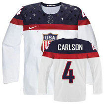 Team USA #4 John Carlson White Home 2014 Olympic Authentic Stitched Hockey Jersey