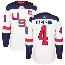 Team USA #4 John Carlson White Home 2016 World Cup Authentic Stitched Hockey Jersey