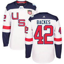 Team USA #42 David Backes White Home 2016 World Cup Authentic Stitched Hockey Jersey