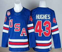 Team USA #43 Quinn Hughes Royal 2026 Olympic Stitched Hockey Jersey