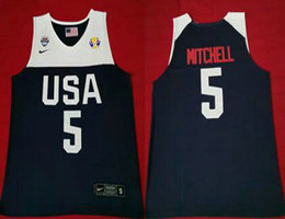 Team USA #5 Donovan Mitchell Navy 2019 basketball World Cup jersey