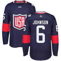 Team USA #6 Erik Johnson Navy Blue Away 2016 World Cup Authentic Stitched Hockey Jersey