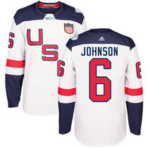 Team USA #6 Erik Johnson White Home 2016 World Cup Authentic Stitched Hockey Jersey