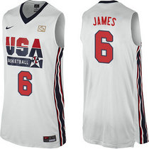 Team USA #6 LeBron James Authentic White 2012 Olympic Retro Basketball Jersey