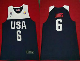 Team USA #6 James Navy 2019 basketball World Cup jersey