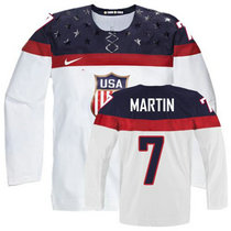 Team USA #7 Paul Martin White Home 2014 Olympic Authentic Stitched Hockey Jersey
