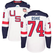 Team USA #74  T. J. Oshie White Home 2016 World Cup Authentic Stitched Hockey Jersey