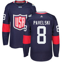 Team USA #8 Joe Pavelski Navy Blue Away 2016 World Cup Authentic Stitched Hockey Jersey
