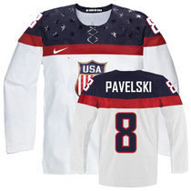 Team USA #8 Joe Pavelski White Home 2014 Olympic Authentic Stitched Hockey Jersey