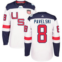 Team USA #8 Joe Pavelski White Home 2016 World Cup Authentic Stitched Hockey Jersey