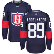 Team USA #89 Justin Abdelkader Navy Blue Away 2016 World Cup Authentic Stitched Hockey Jersey