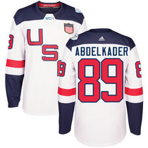 Team USA #89 Justin Abdelkader White Home 2016 World Cup Authentic Stitched Hockey Jersey