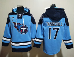Tennessee Titans #17 Ryan Tannehill Light Blue light blue All Stitched Hooded Sweatshirt
